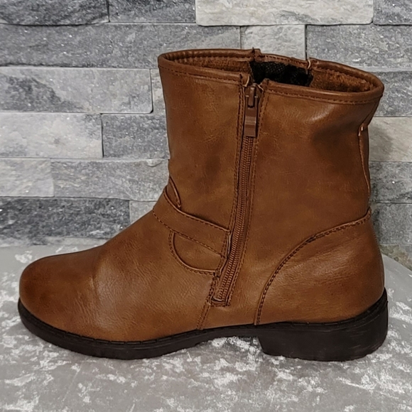 First Sight Taupe Buckle Ankle Booties - Picture 2 of 8